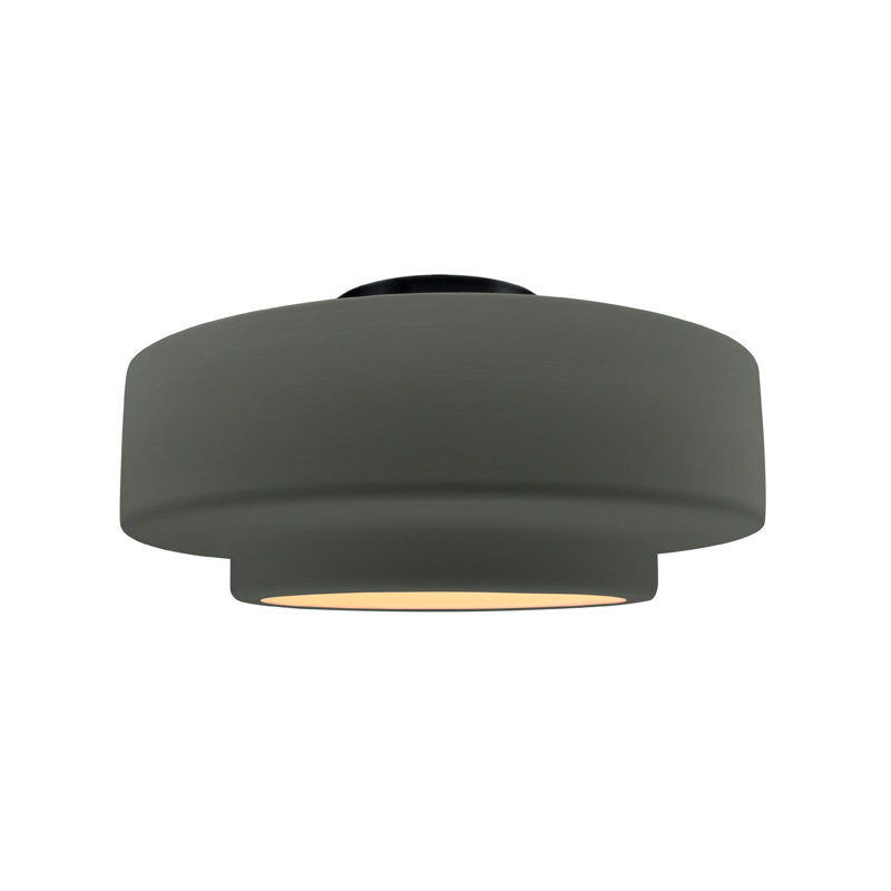 Plafonnier semi-encastré Radiance, H 7,25 po x l 14,5 po x P 14,5 po, Étain, vert, Noir mat