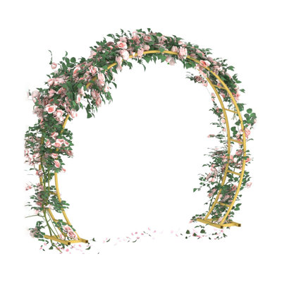 Treillis Didadi Garden Arch avec bases au sol pour plantes grimpantes, arche de mariage en métal | Tonnelle de jardin pour les vignes de roses, cadre rond, doré