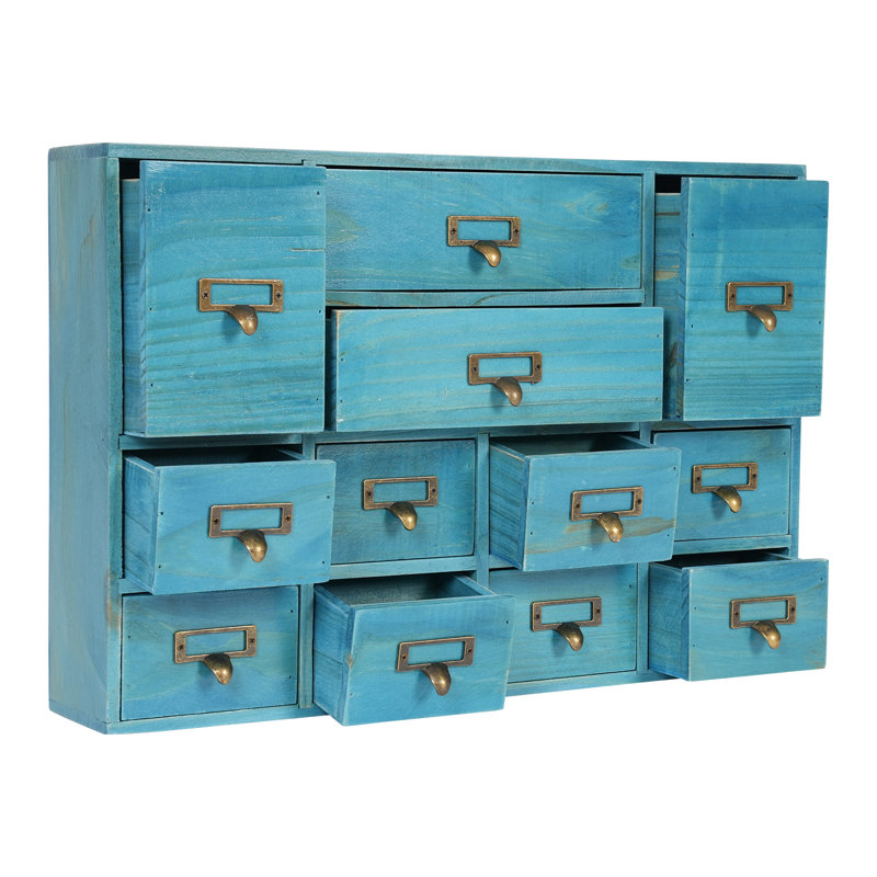 Wood Stackable Desk Organizer with 12 Drawers, Blue