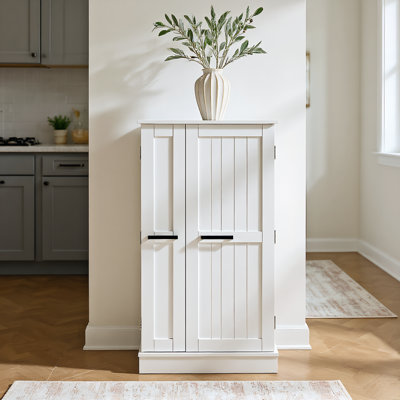 Kitchen Pantry Storage Cabinet, Freestanding Bar Cabinet With 2 Doors And Adjustable Shelves, Small Food Pantry Cabinet For Kitchen, Dining Room, Craf
