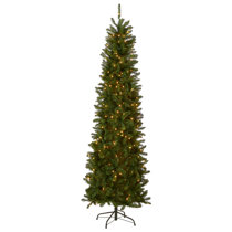 WELLFOR Remote Control Tree 7.5-ft Pre-lit Flocked Artificial
