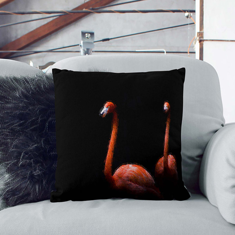 Flamingos Cushion with Filling, 40cm H x 40cm W x 15cm D