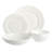 Gibson Elite Embossed Bone China Double Bowl Dinnerware Set, 16 Piece, White