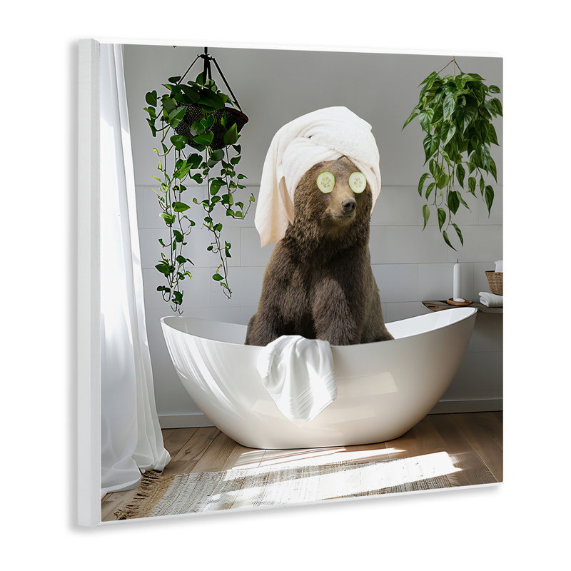 Bear in Refreshing Spa Bath Wall Plaque, design by CAD Designs