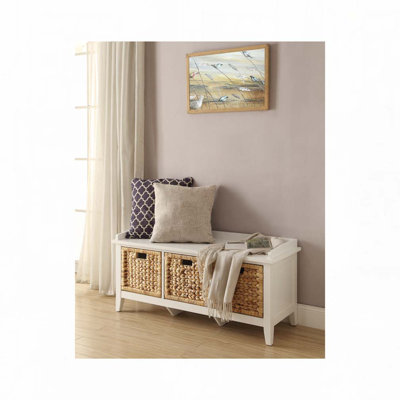Banc en rotin avec 3 paniers