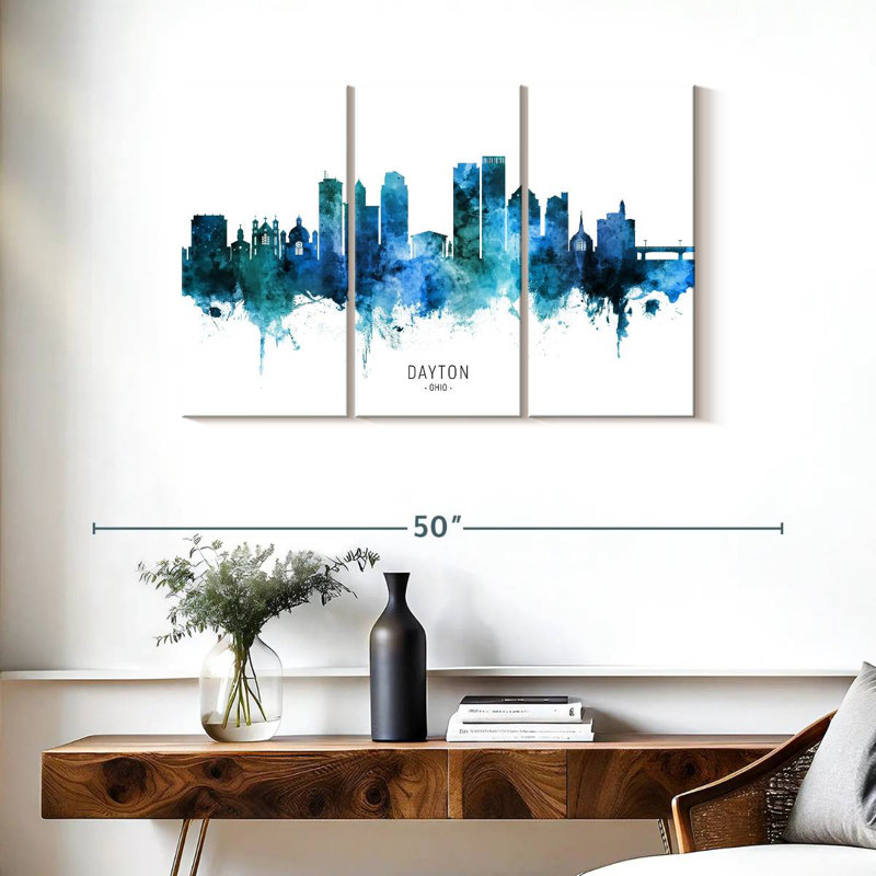 Dayton Ohio Skyline III, H 24 po x l 38 po