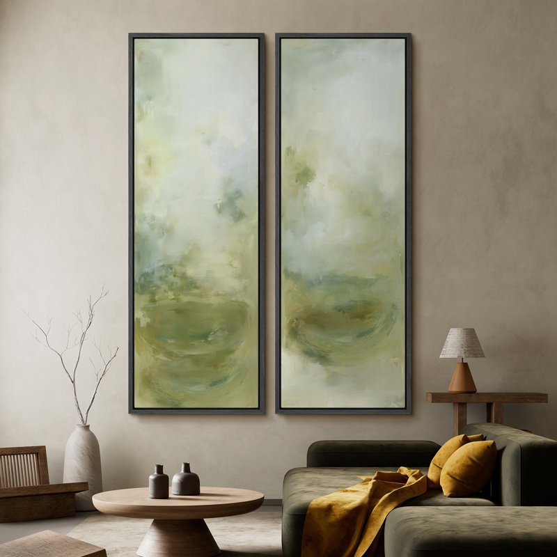 «Vintage Landscape Wall Art», ensemble de 2 toiles encadrées 20 x 60 pouces, Noir