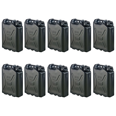 Scepter 5 Gal Heavy Duty Military Style HDPE Water Container, (10 Pack), Black