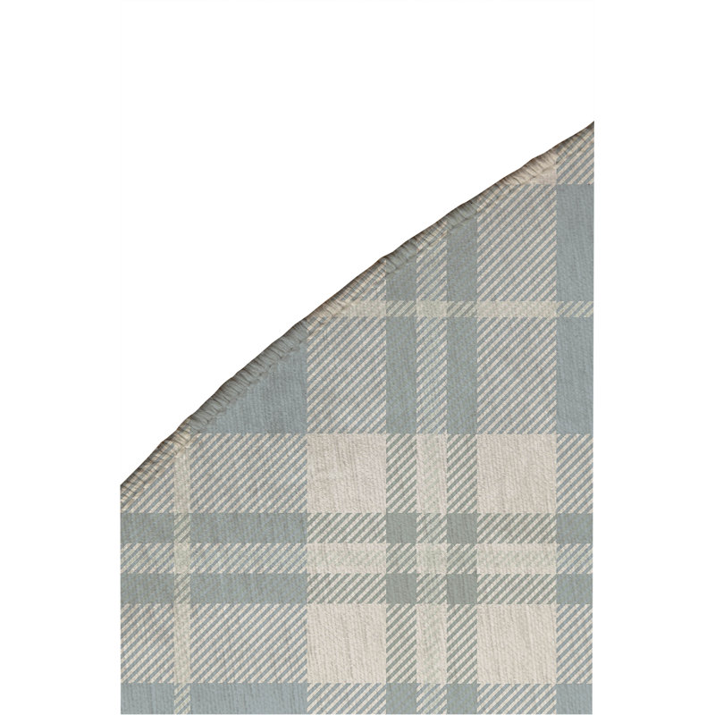 Tartan Block Non-Slip Outdoor Rug, Round 5'