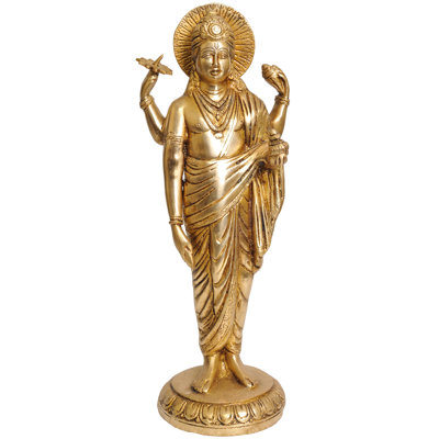 Handmade Brass Dhanvantari Statue - 12 Inch Physician of Gods for Spiritual Home Decor, Healing Altars, and Wellness Spaces