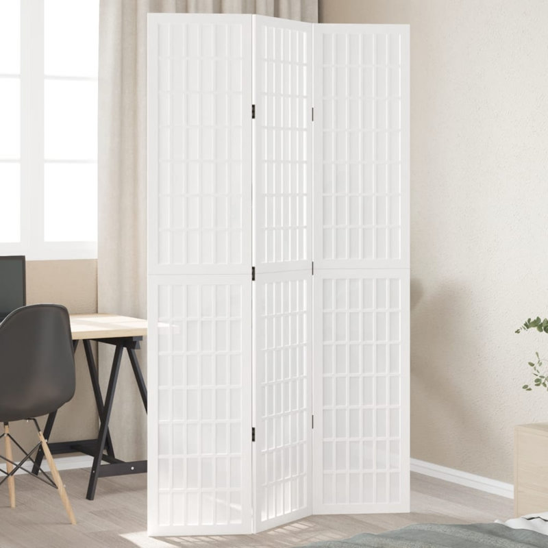 105 cm W 3 - Panel Folding Room Divider, 200cm H x 105cm W x 0.16cm D, White