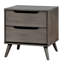 Chambre à coucher avec table de chevet moderne Mid-Century avec 2 tiroirs en bois massif gris