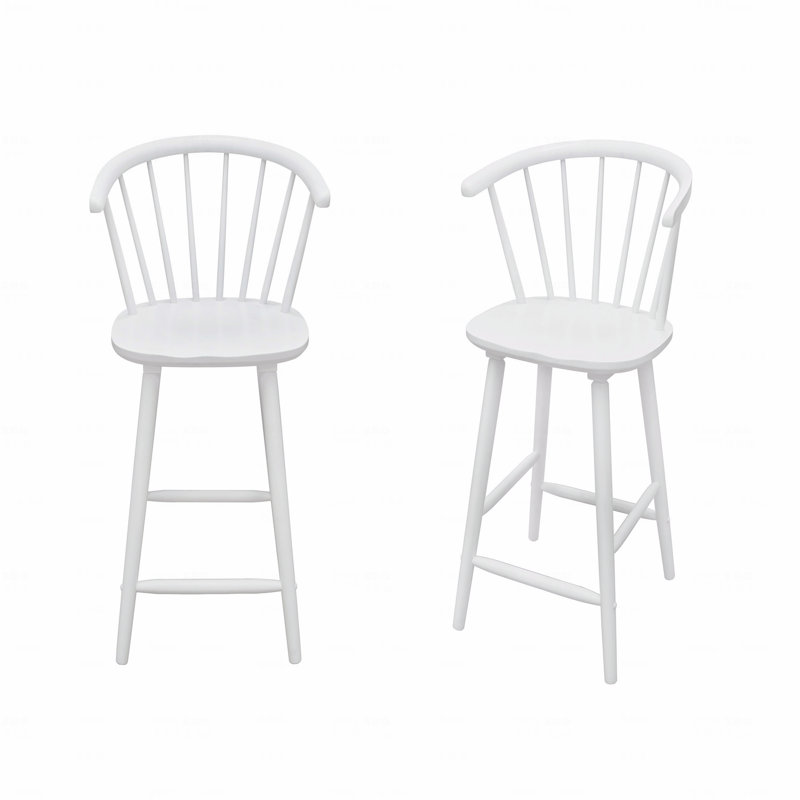 Ensemble de 2 tabourets de salle à manger à hauteur de comptoir avec dossier à broche contemporain, Blanc