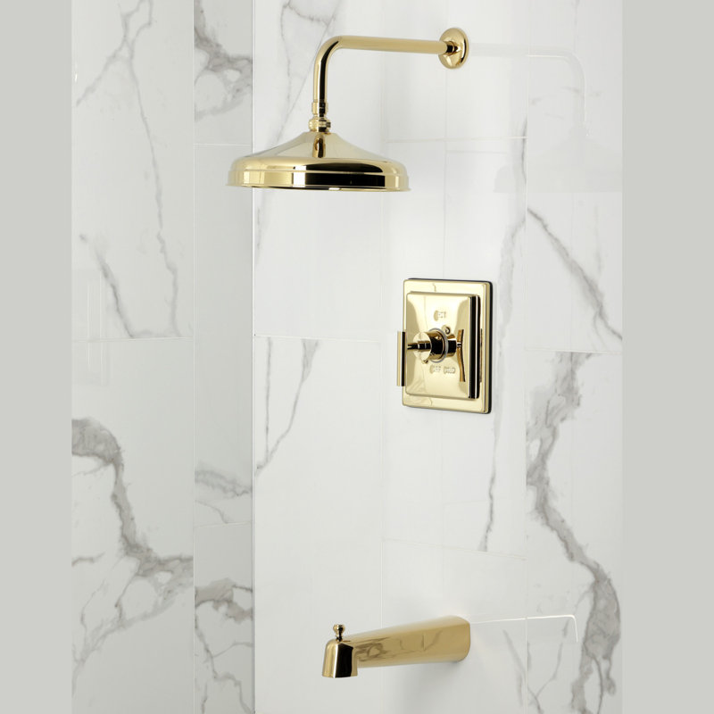 Kingston Brass Single-Handle Pressure Balanced Tub And Shower Faucet, Polished Brass