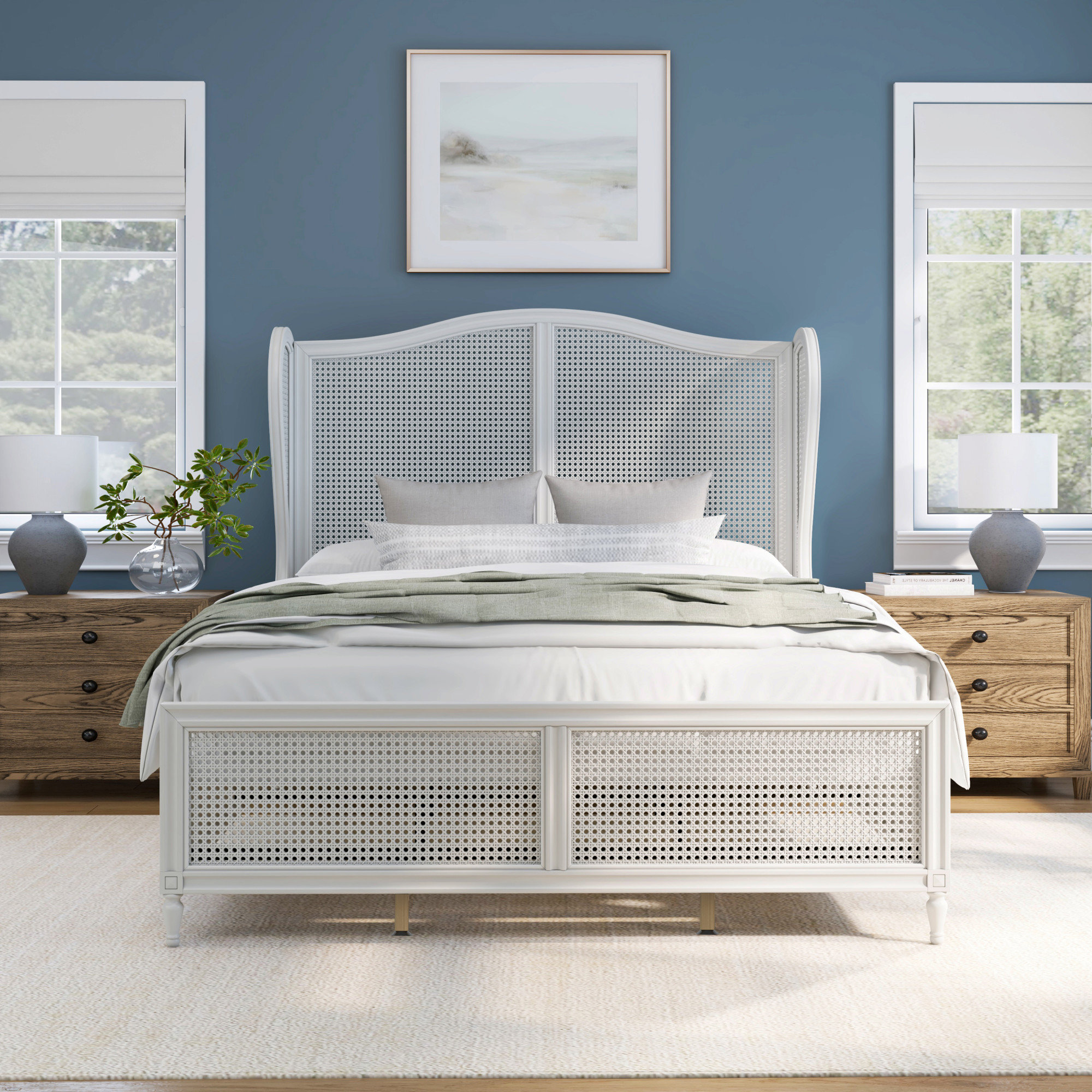 Gia Wingback Bed, Queen, White