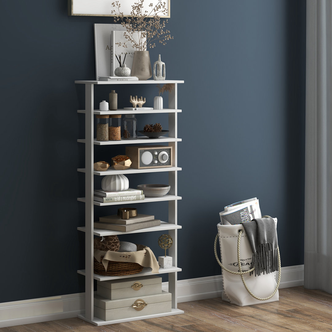 Wooden 14 Stackable Pair Shoe Rack Millwood Pines 