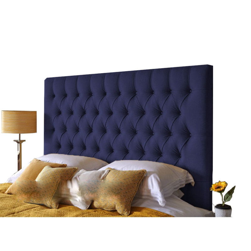 Nicolle Upholstered Headboard, Navy Blue, Double (4'6)