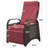 Patio Recliner With Adjustable , Hand - Woven , And Water Fabric, Red Outdoor Secure Buckle Adjustment, Built In Table, Material, Brown +