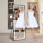 Miroir vertical pleine longueur avec éclairage à DEL, support et cadre mince en alliage d'aluminium