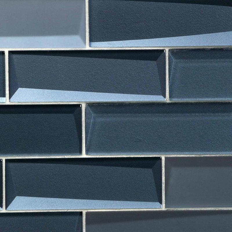 Remington 3D Bricks Bronze Glass Mosaic Tile, Midnight Blue