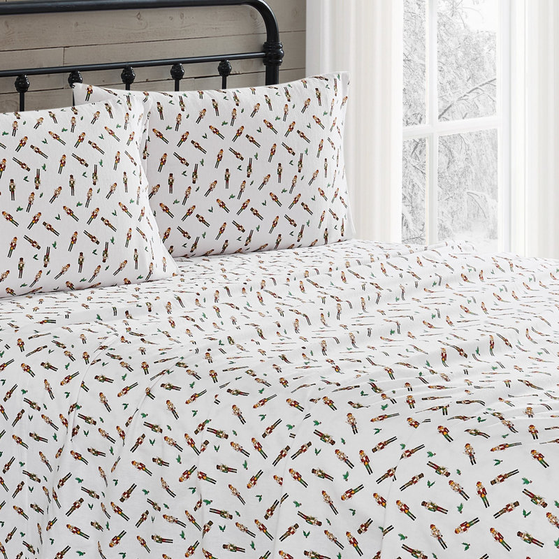 Ensemble de draps en flanelle de coton Trely Soft, Ensemble de draps pour très grand lit avec 2 taie