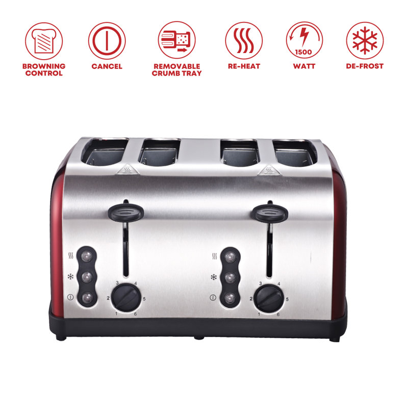 Sq Professional Gems 4 Slice Toaster, Red