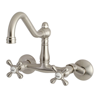 Kingston Brass Vintage Double-Handle 2-Hole Wall-Mount Bridge Kitchen Faucet