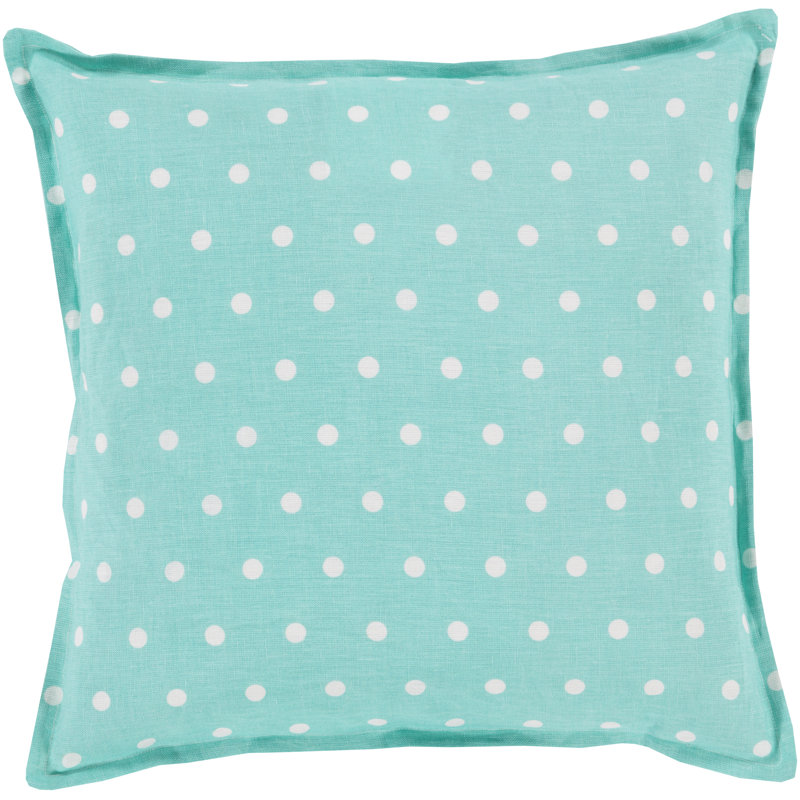 Polka Dots Throw Pillow, 22" H x 22" W x 4" D, Mint