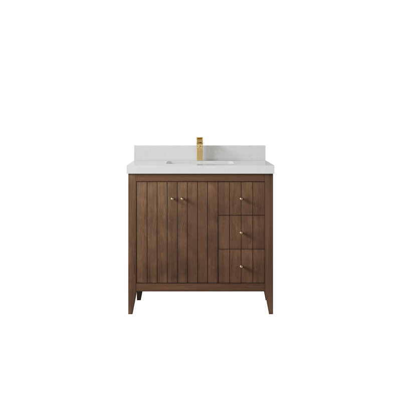 Meuble-lavabo simple 36 po avec plateau Atlanta, Quartz de Carrare