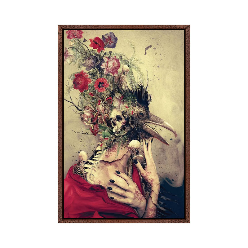 Raven by Riza Peker - Print on Canvas, 101.6cm H x 66.04cm W x 3.81cm D, Classic Brown Wood Floater Framed