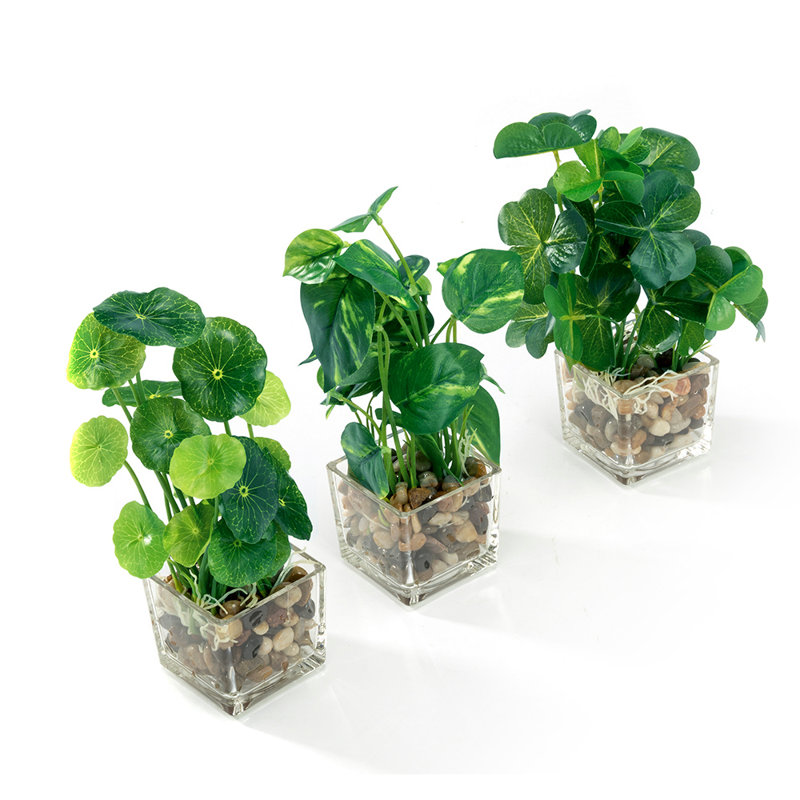 9.3'' Faux Foliage Plant in Glass Pot