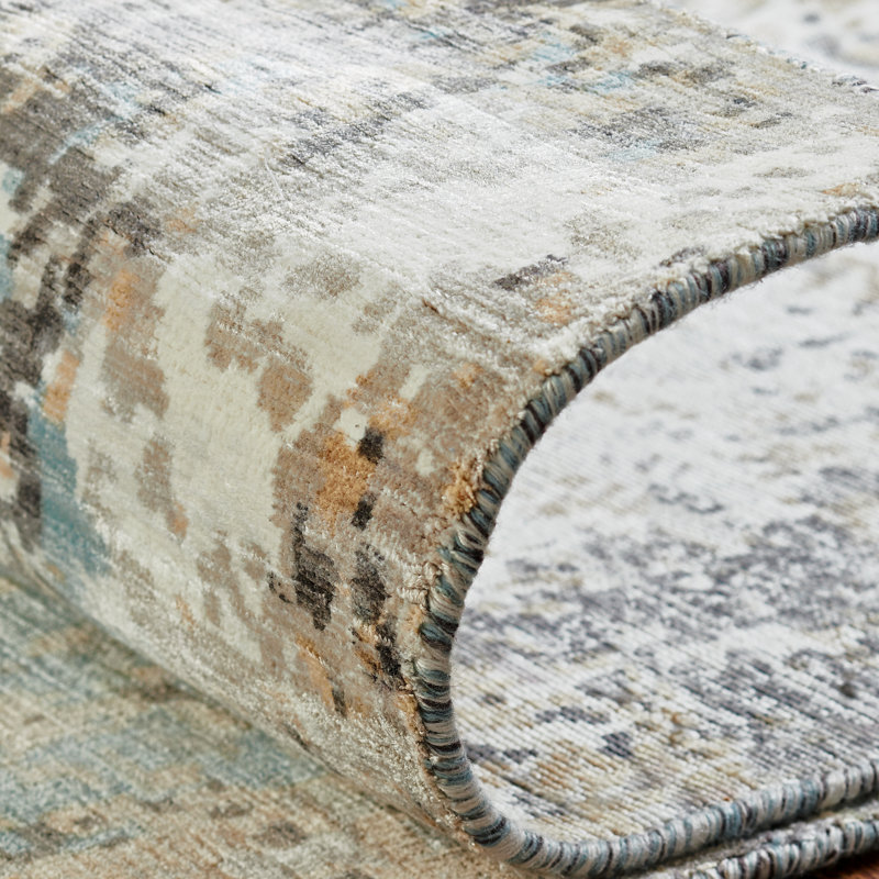 Abstract Area Rug in Beige, Rectangle 12' x 15'
