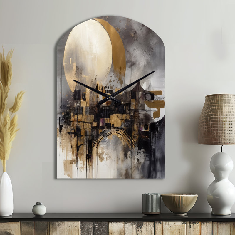 Exploration de la lune dorée évolutive I - Paysage, horloge murale asymétrique, Grand