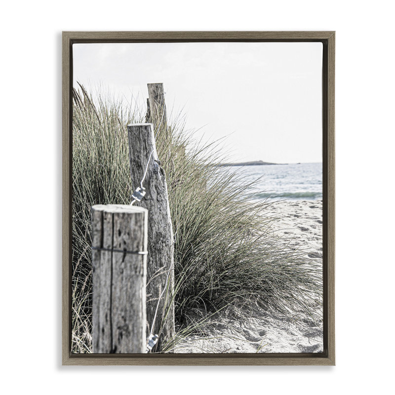 Paysage de plage côtière, H 25 po x l 31 po, Cadre flottant orme Montalcino