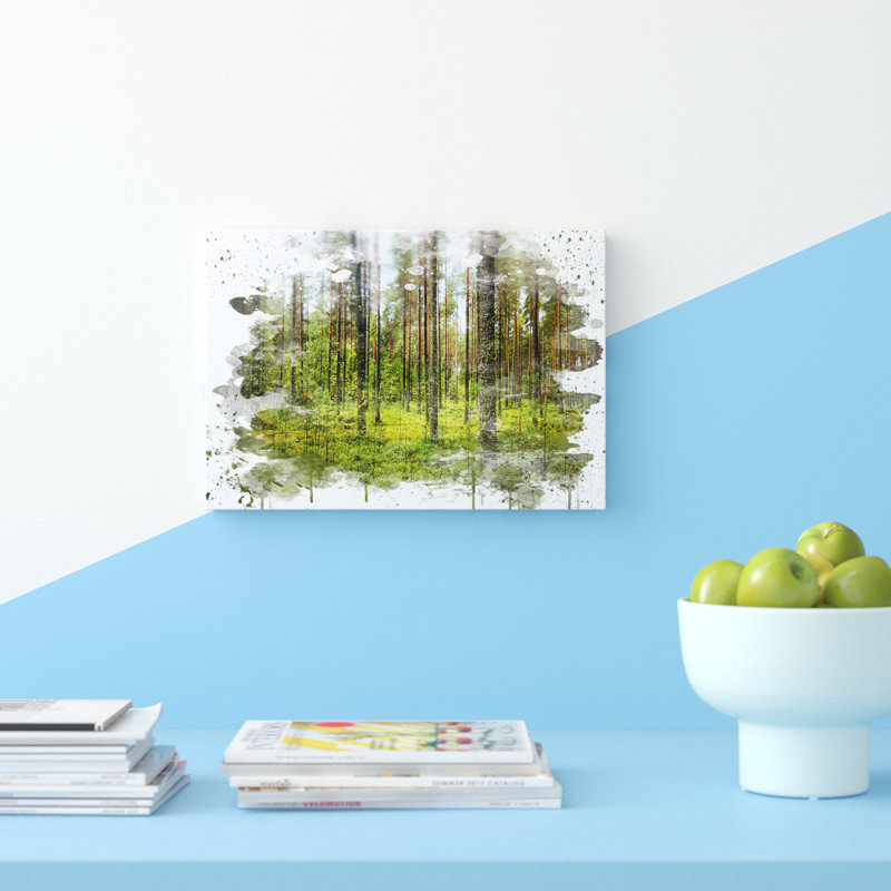 Landscape Green Forest - Wall Art, 35cm H x 50cm W, Wrapped Canvas