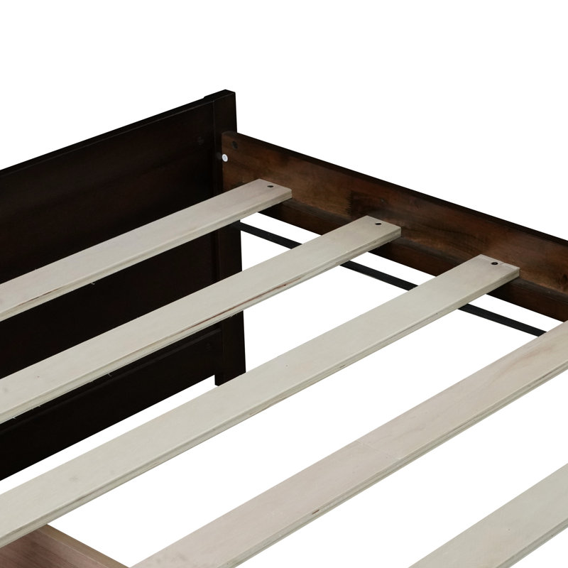 Lit simple, 2 tiroirs, bois d'hévéa, caractéristique de performance des tiroirs silencieux, rangement spacieux, assemblage facile par le bois, conception simple et fonctionnelle, grande capacité de rangement, sommeil confortable