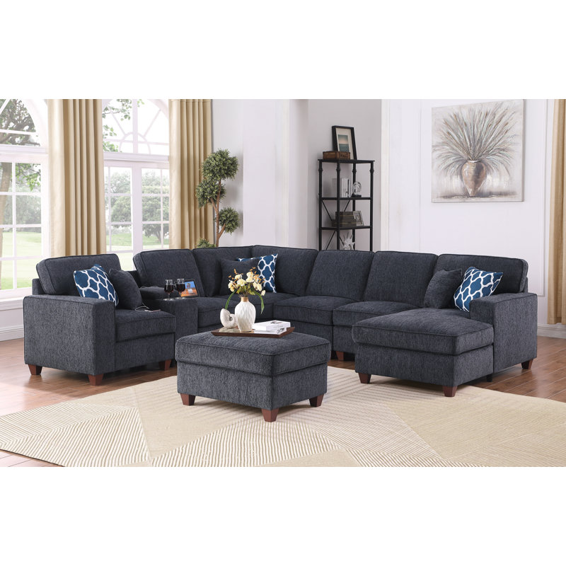 Canapé modulaire 8 pièces 8 pièces, Chenille gris foncé