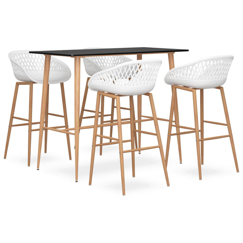 Barber 4 - Person Dining Set, Black, White/Brown