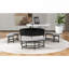 Table basse moderne à plateau relevable avec rangement et 3 repose-pieds blanc et noir