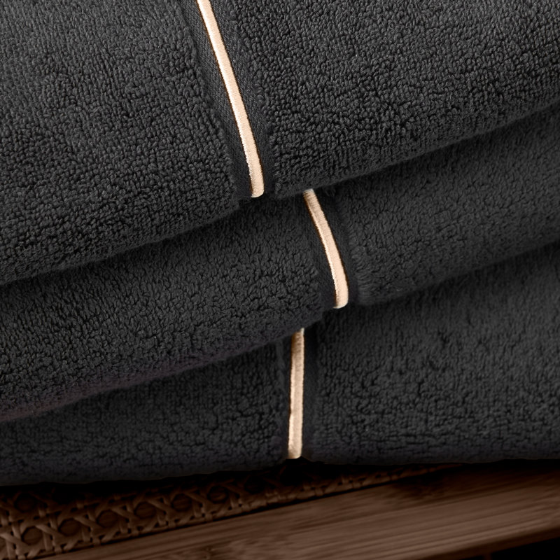 Zero Twist Satin Stitch 100% Cotton Bath Sheet, Black