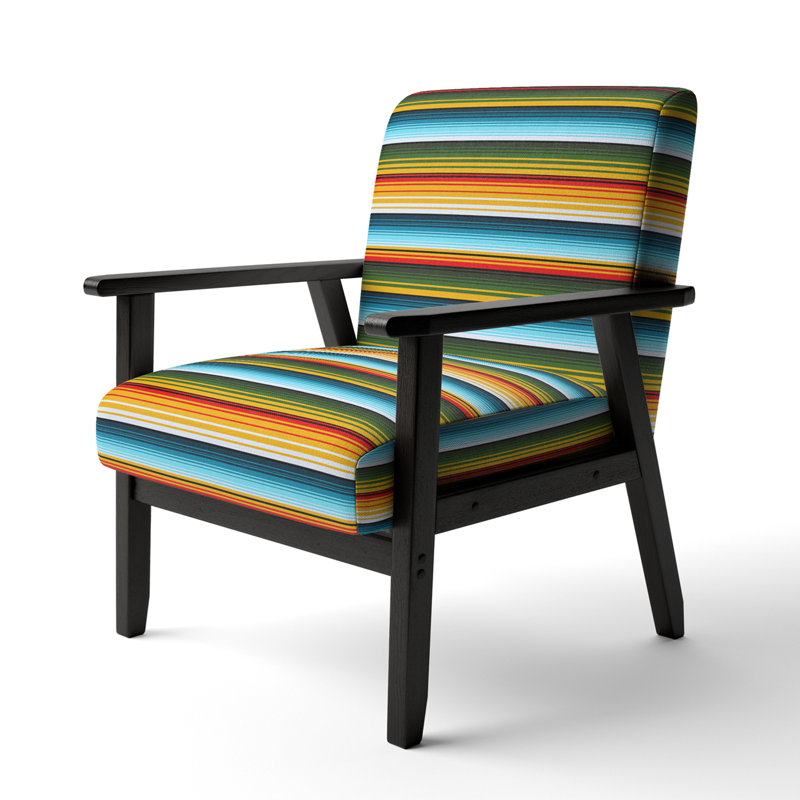 Fauteuil d'appoint rembourré multicolore à rayures grunge