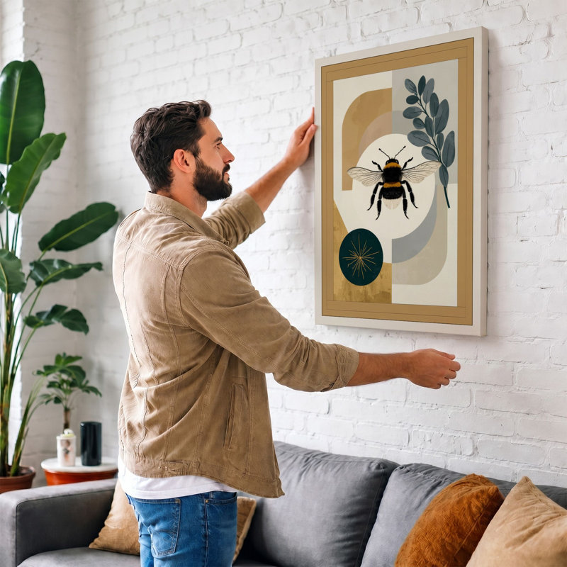 Spider in Geometry Mid-Century - Wrapped Canvas, 30x20 - 76.2 x 50.8 cm, Terracotta Border