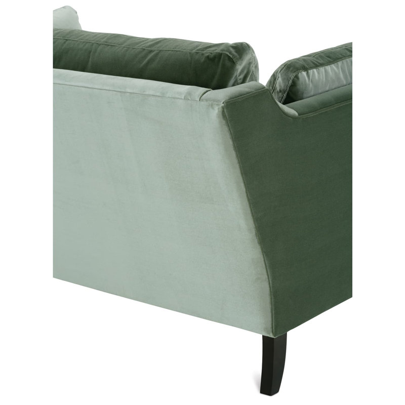 Madeline Sofa, Dark Brown Wood, Light Green, 34"H x 71"W x 40"D
