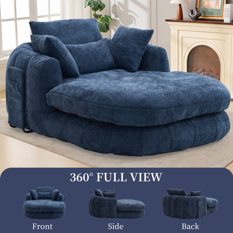 Cloudlike Chenille Chaise – Compression-Molded Foam Lounge, Blue