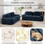Ensemble de canapé de salon 2 pièces en velours côtelé avec 4 sièges capitonnés sans assemblage, bleu marine-129204969