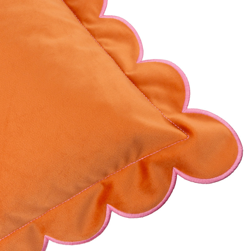 Lil Scallop Square Cushion, Polyester, Orange/Pink