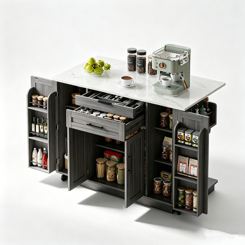 Kitchen Island, Gray