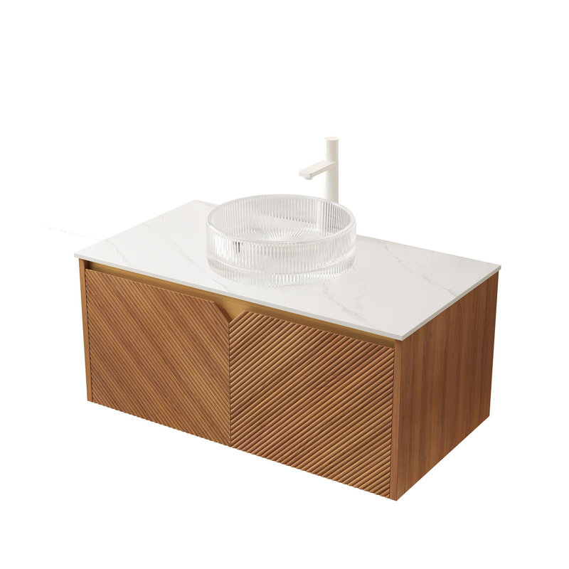 Meuble-lavabo artistique avec symétrie diagonale, Transparent, 36"