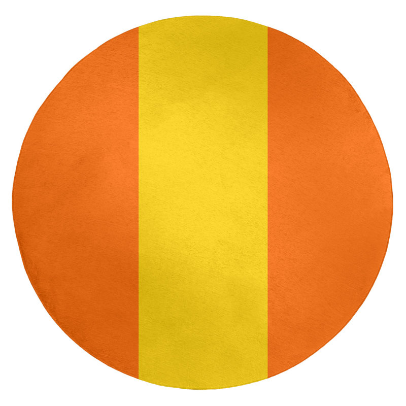 Tapis orange rayé/jaune Miami, Rond 5 pi