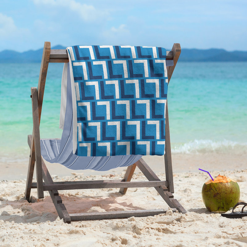 Beach Towel, Powder Blue/Navy Blue/White